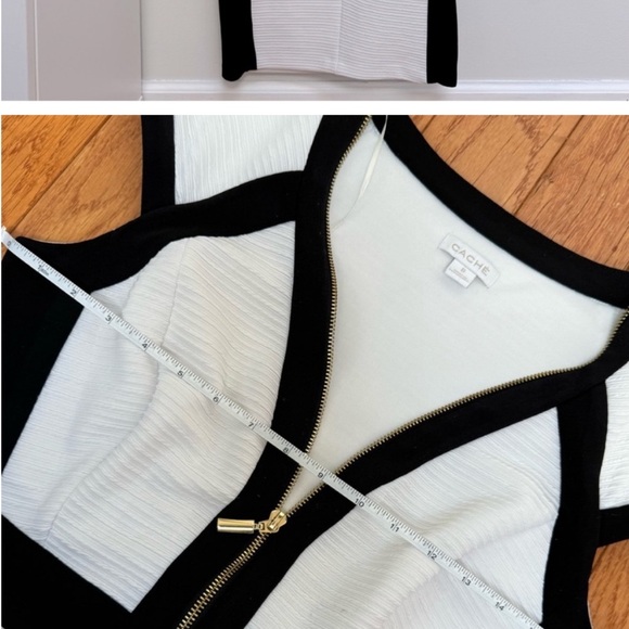 White House Black Market Black and White Sleeveless V-Neck Mini Dress - Picture 6 of 10